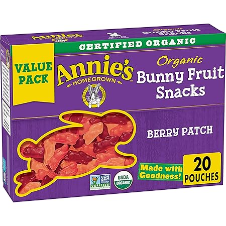 Annie's Organic Berry Patch Bunny Fruit Snacks, Gluten Free, 16 oz, 20 ct