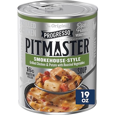 Progresso Pitmaster Smokehouse Style, Grilled Chicken and Potato with Roasted Vegetables, Gluten Free, Canned Soup, 19 oz
