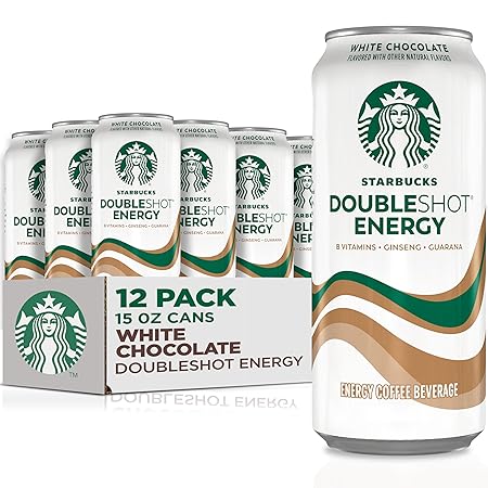 Starbucks Doubleshot Energy Drink Coffee Beverage, White Chocolate, Iced Coffee, 15 fl oz Cans (Packaging May Vary) (Pack of 12)
