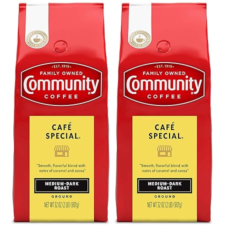 Community Coffee Cafe Special Ground Coffee, Medium Dark Roast, 64 Ounces (32 Ounce Bag-Pack of 2)