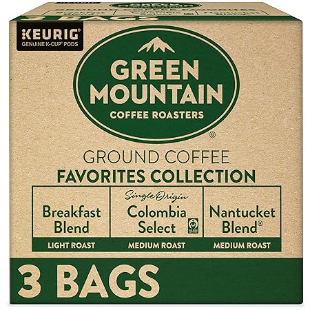 Green Mountain Coffee Roasters Ground Coffee Favorites Collection Variety Pack, 100% Arabica, 12oz. Bagged,12 Ounce (Pack of 3)