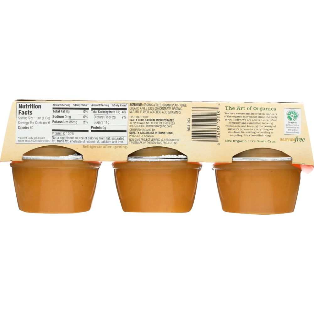 SANTA CRUZ: Applesauce Peach Pack of 6, 24 oz