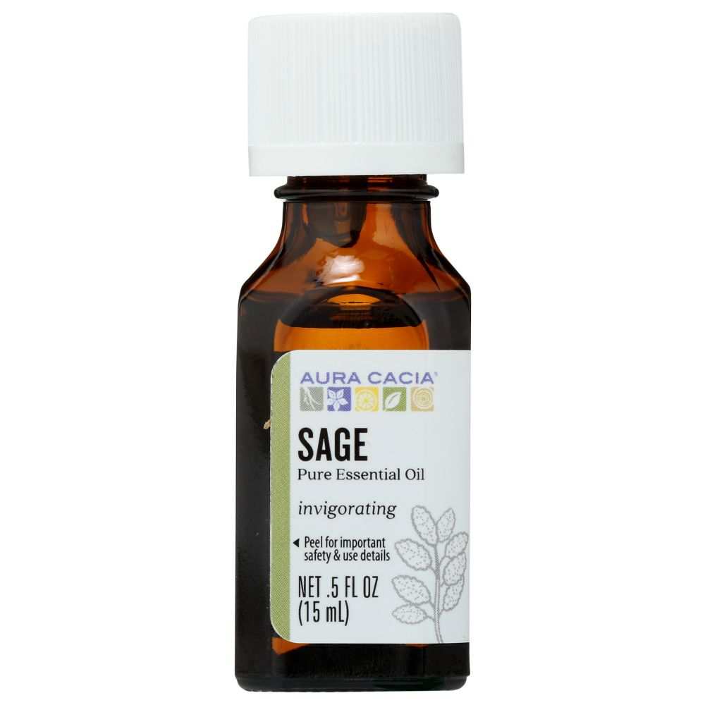 AURA CACIA: 100% Essential Oil Sage, 0.5 Oz