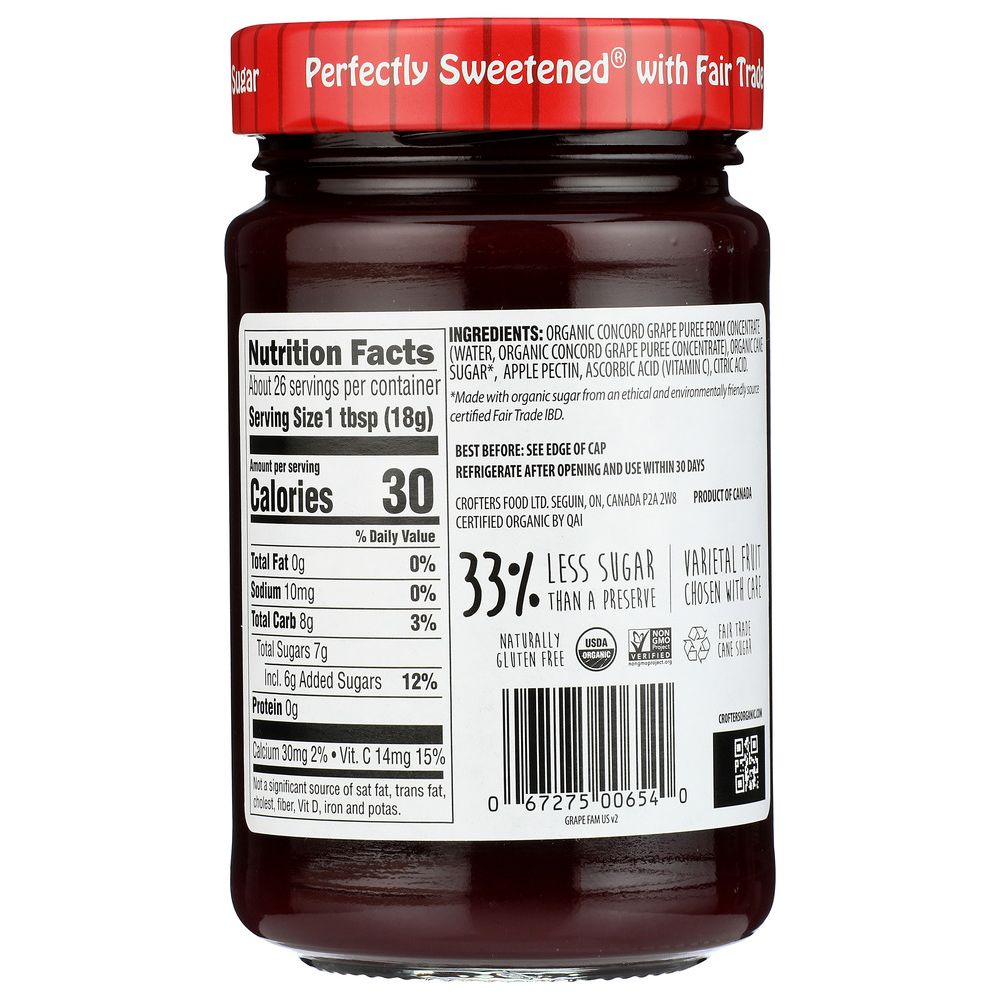 CROFTERS: Concord Grape Fruit Spread, 16.5 oz