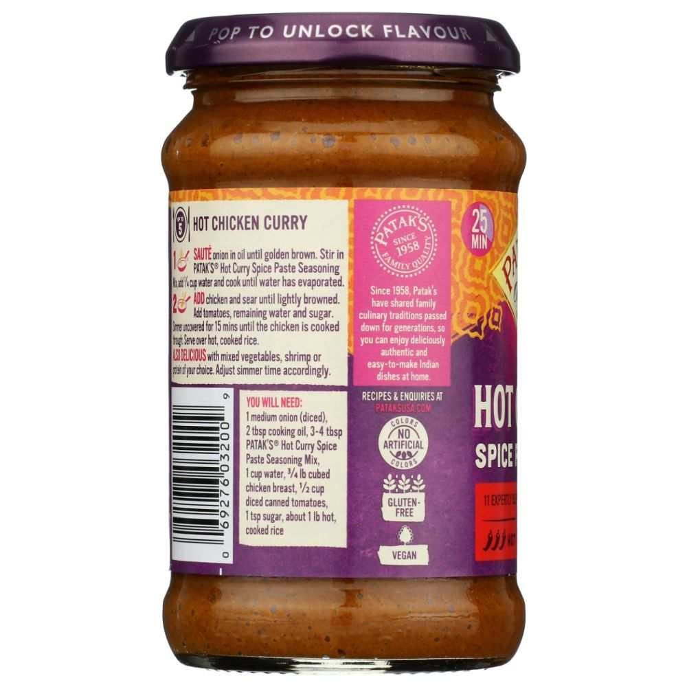 PATAK'S: Original Concentrated Hot Curry Paste Tomato Cumin and Chile, 10 oz