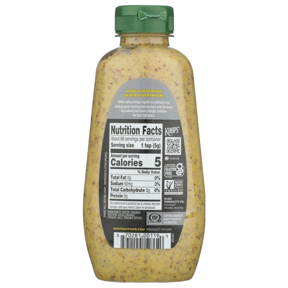 KOOPS: Organic Stone Ground Mustard, 12 oz
