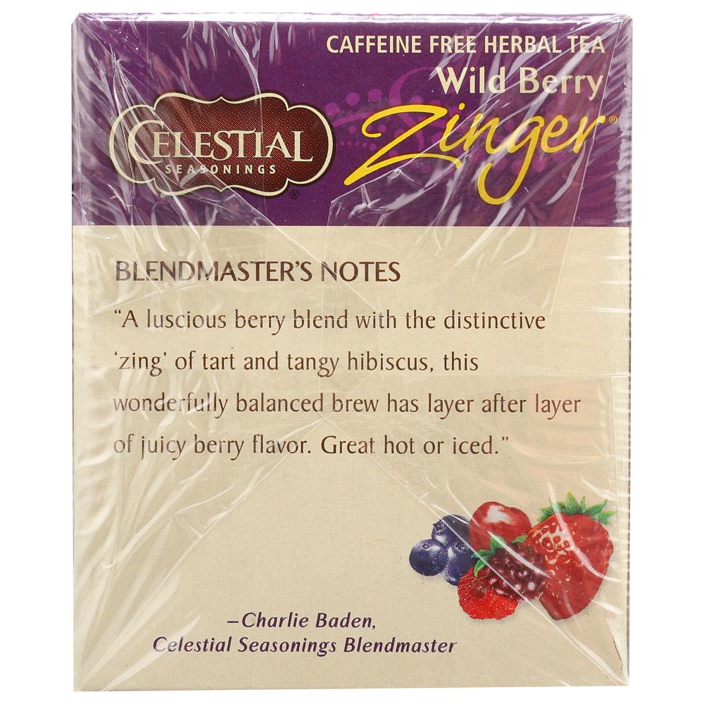 CELESTIAL SEASONINGS: Wild Berry Zinger Herbal Tea Caffeine Free 20 Tea Bags, 1.7 oz