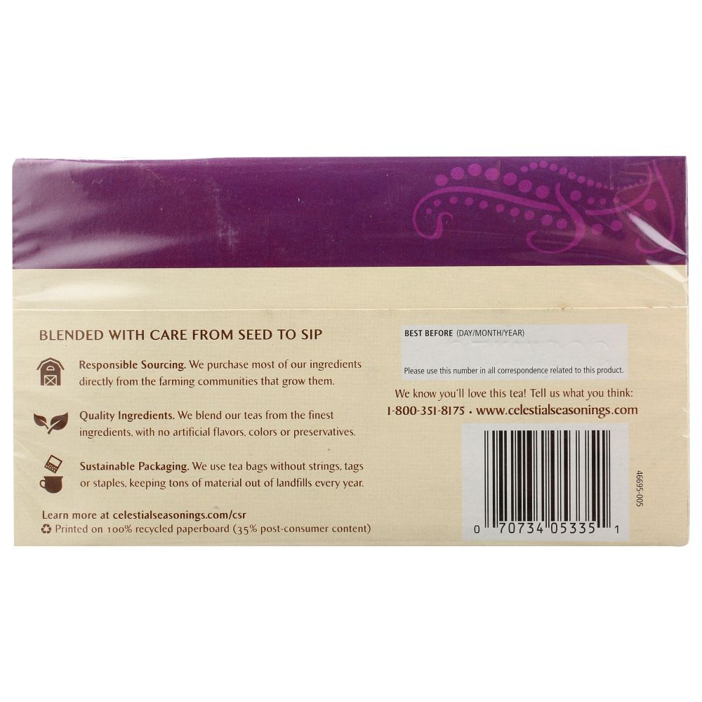 CELESTIAL SEASONINGS: Wild Berry Zinger Herbal Tea Caffeine Free 20 Tea Bags, 1.7 oz