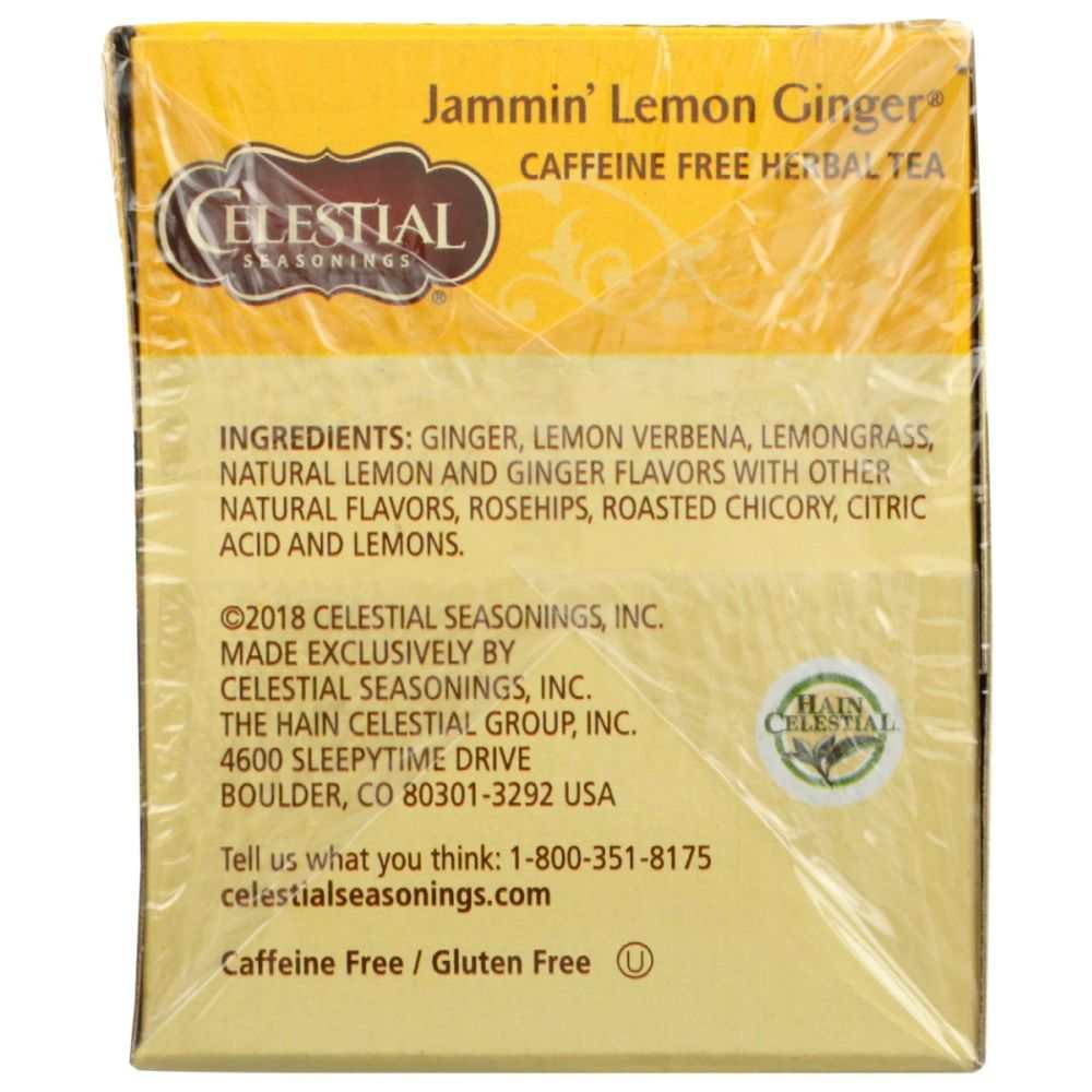 CELESTIAL SEASONINGS Herbal Tea Jammin|Lemon Ginger Caffeine Free 20bg