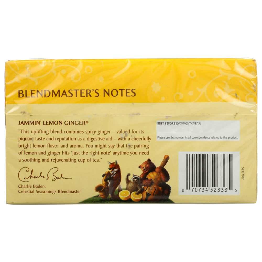 CELESTIAL SEASONINGS Herbal Tea Jammin|Lemon Ginger Caffeine Free 20bg