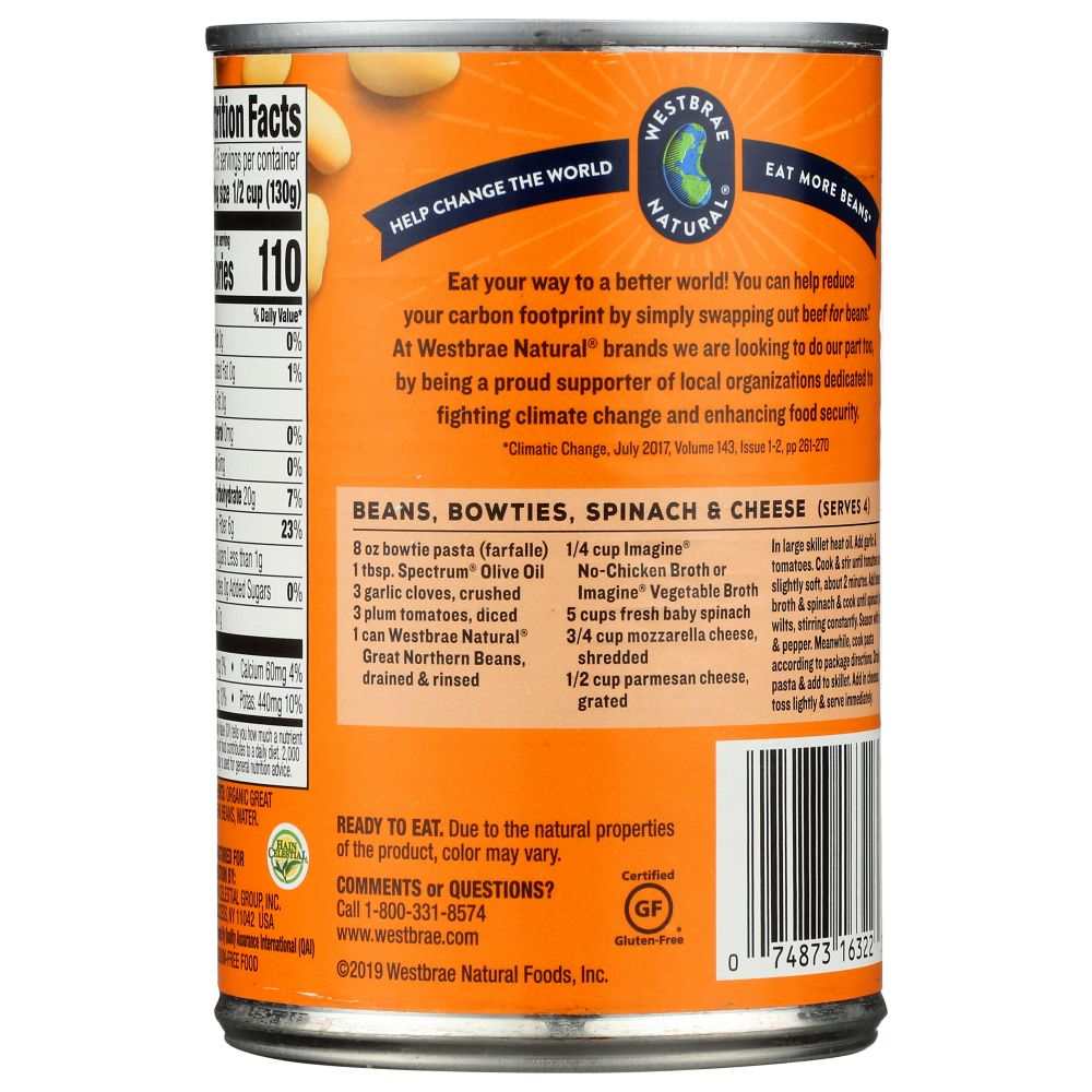 WESTBRAE: Organic Great Northern Beans No Salt Added, 15 oz