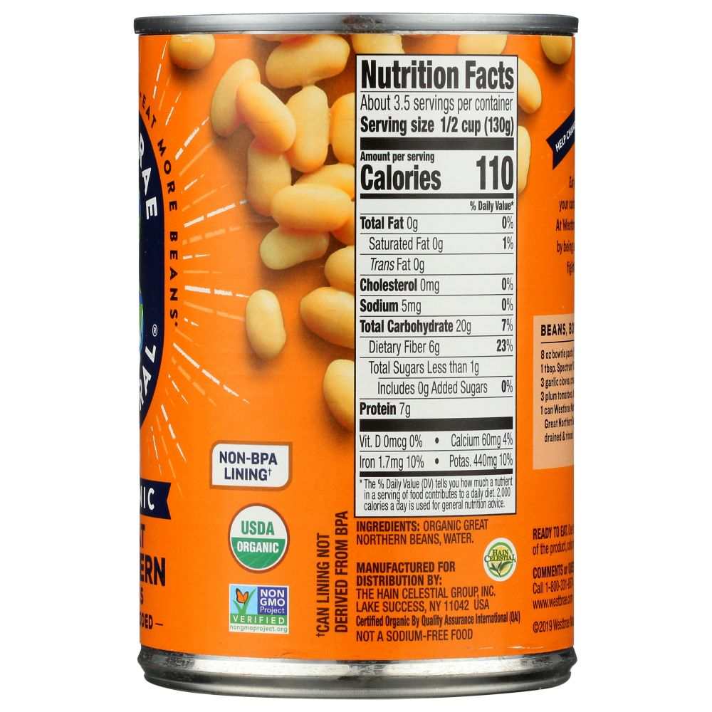 WESTBRAE: Organic Great Northern Beans No Salt Added, 15 oz