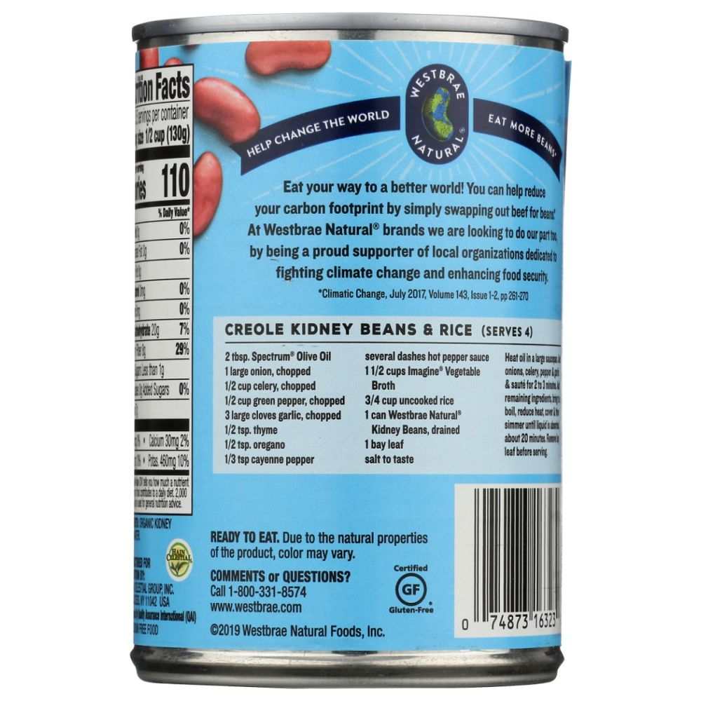 WESTBRAE NATURAL: Vegetarian Organic Kidney Beans, 15 oz