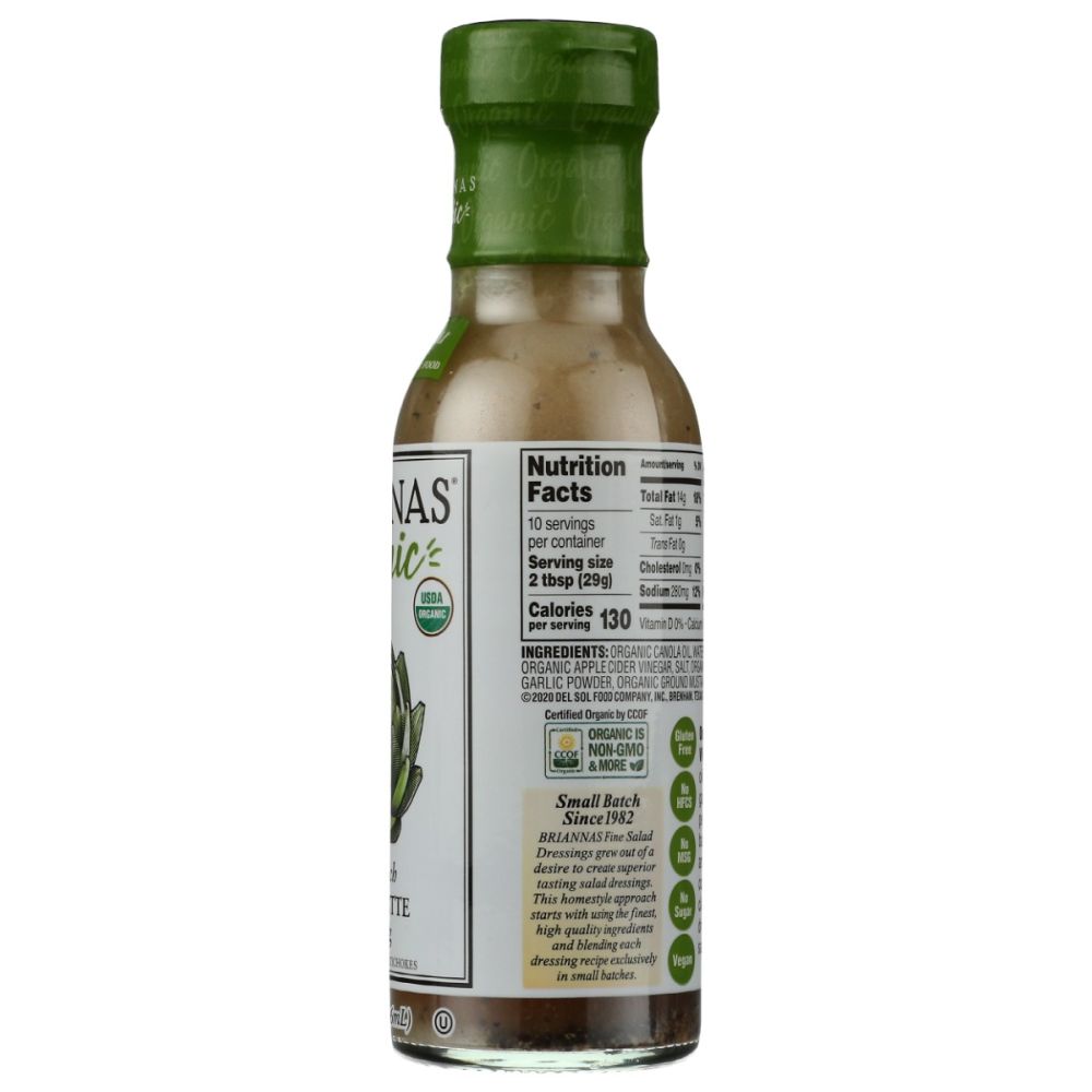 BRIANNAS: Organic Real French Vinaigrette Dressing, 10 oz
