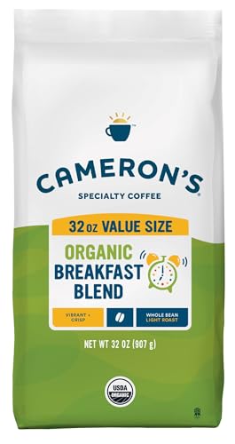Cameron's Coffee Roasted Whole Bean Coffee, Organic Breakfast Blend, 32 Ounce