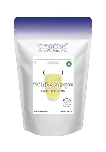 GramZero White Grape Zero Calorie Sugar Free Drink Mix, Great For Nutrition Club Loaded Teas, Stevia Sweetened