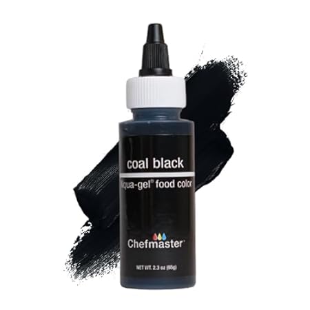 Chefmaster Coal Black Liqua-Gel® Food Coloring | Vibrant Color | Professional-Grade Dye for Icing, Frosting, Fondant | Baking & Decorating | Fade-Resistant | Easy-to-Use | Made in USA | 2.3 oz