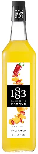 1883 Spicy Mango Syrup for Drinks, Made in France, 1 Liter Glass Bottle