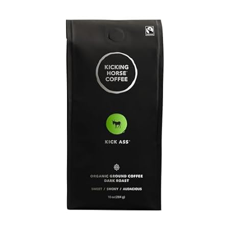 Kicking Horse Coffee, Kick Ass, Dark Roast, Ground, 10 Oz - Certified Organic, Fairtrade, Kosher Coffee