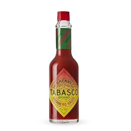 TABASCO Brand Habanero Hot Sauce, Spicy Heat & Fruity Balance, Glass Bottle, Jamaican-Style, Packed with Heat, Great for Wing Sauce, Shrimp Kabobs, & More, 2 Fl Oz (Pack of 1)