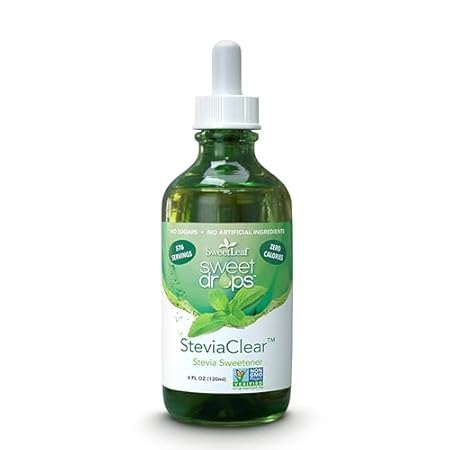 SweetLeaf Sweet Drops- Flavored Stevia Liquid Sweetener, Organic Extract, Zero Calorie, Gluten Free, Keto Friendly, Non GMO, Natural Flavor, Sugar Alternative- Stevia Clear, 4 Fl Oz (Pack of 1)