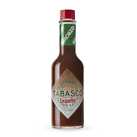 TABASCO Brand Chipotle Pepper Hot Sauce, Medium Heat, Glass Bottle, Smoky & Smooth, Great for Marinating or Grilling Meats, Chicken Burritos, & More, 5 Fl Oz (Pack of 1)