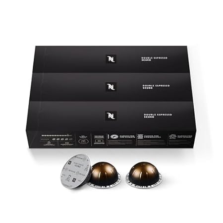 Nespresso Capsules Vertuo, Double Espresso Scuro, Dark Roast Espresso Coffee, 30-Count Coffee Pods, Brews 2.7oz.