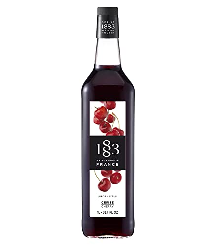 1883 Cherry Syrup for Drinks, Made in France, 1 Liter Glass Bottle
