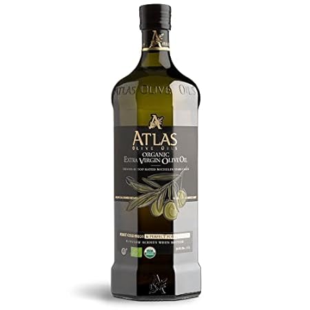 Atlas 1 LT Cold Press Extra Virgin Olive Oil in Glass Bottle, Polyphenol Rich from Morocco | Newly Harvested Unprocessed from One Single Family Farm | Moroccan Organic EVOO Trusted by Award-Winning Chefs
