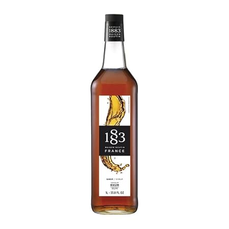 1883 Carribean Rum Syrup for Drinks, Made in France, 1 Liter Glass Bottle