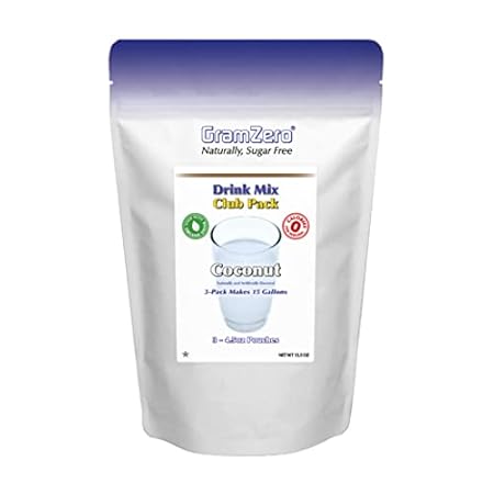 GramZero Coconut Zero Calorie Sugar Free Drink Mix, Great For Nutrition Club Loaded Teas, Stevia Sweetened