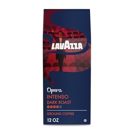 Lavazza Opera Intenso Ground Coffee 12oz Bag, Dark Roast, Bold and Balanced Taste, Intensity 4/5, Arabica and Robusta, Ideal for Drip Brewers, (Pack of 1) - Package May Vary