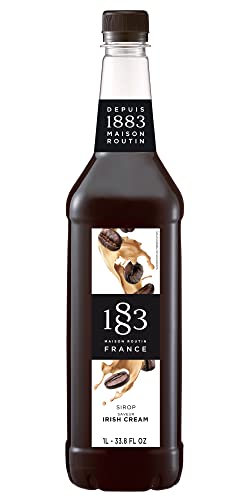 1883 Irish Cream Syrup - Flavored Syrup for Hot & Iced Beverages - Gluten-Free, Vegan, Non-GMO, Kosher, Preservative-Free, Made in France | Plastic Bottle 1 Liter (33.8 Fl Oz)