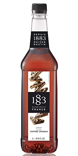 1883 Toffee Crunch Syrup - Flavored Syrup for Hot & Iced Beverages - Gluten-Free, Vegan, Non-GMO, Kosher, Preservative-Free, Made in France | Plastic Bottle 1 Liter (33.8 Fl Oz)