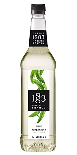 1883 Coffee Syrup, Peppermint Syrup for Drinks, Made in France, 1 Liter Plastic Bottle