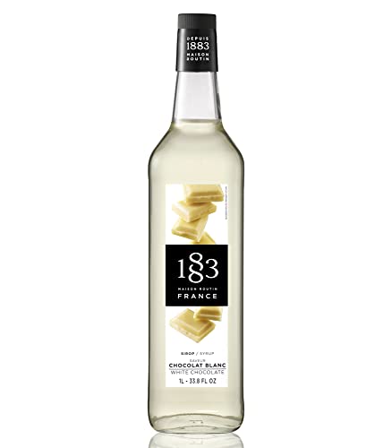 1883 White Chocolate Syrup for Drinks – Premium French Flavoring Syrup, Made in France, 1 Liter Glass Bottle – Perfect for Coffee, Lattes, Mochas, and Desserts