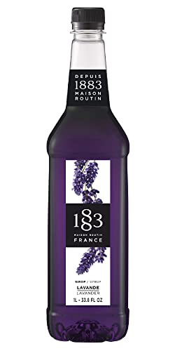 1883 Lavender Syrup for Drinks – Floral Flavoring Syrup for Coffee, Cocktails & Lemonades – 1 Liter Plastic Bottle – Made in France