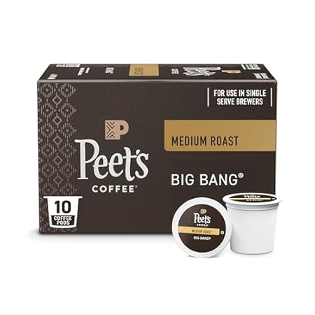 Peet's Coffee, Medium Roast Single Serve Coffee Pods - Big Bang 10 Count (1 Box of 10 Pods)