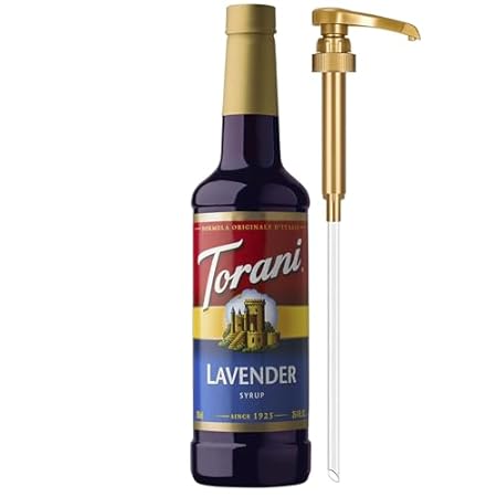 Torani Coffee Syrup, Lavender Flavored Syrup for Drinks, Pump Included, 25.4 Fl Oz
