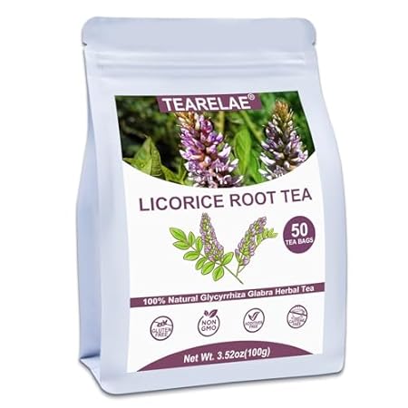 TEARELAE - Licorice Root Tea - 2g x 50 Count - 100% Pure Natural Licorice Root Herbal Tea Bag - Delightfully Sweet Flavor - Promote Respiratory Health - Caffeine-free - Non-GMO