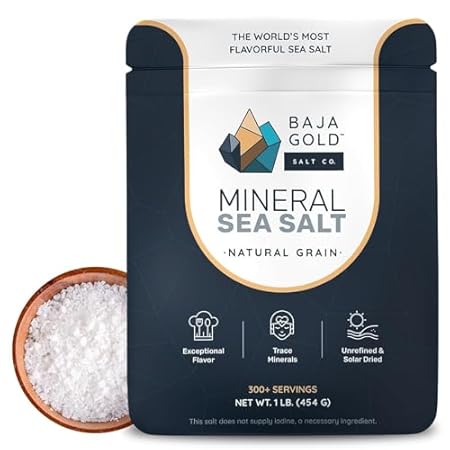 Baja Gold Mineral Sea Salt - Recommended by Gary Brecka - Organic Natural Grain Salt for Cooking & Baking | Authentic Baja Salt | Ideal for All Culinary Creations | 1 lb. Resealable Bag, 300+ Servings