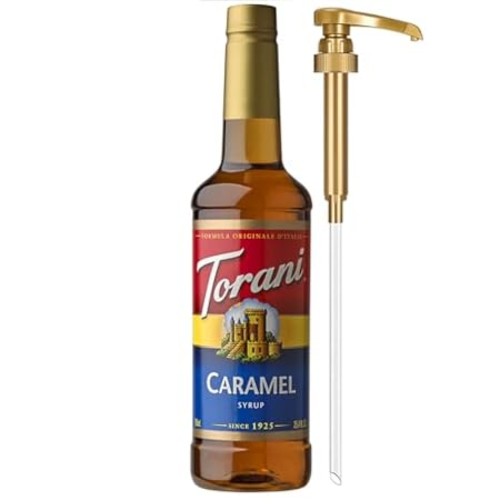 Torani Caramel Coffee Syrup for Drinks & Desserts, Pump Included, 25.4 Fl Oz