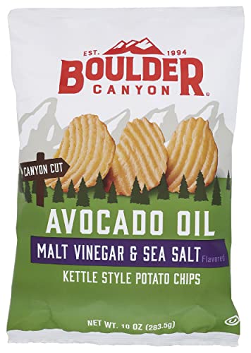 Boulder Canyon Avocado Oil Malt Vinegar & Sea Salt Chips 10oz, (Pack of 12)