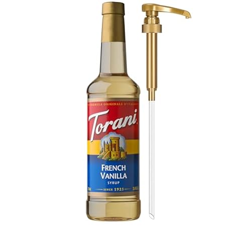 Torani Coffee Syrup, French Vanilla Flavored Syrup for Drinks, Pump Included, 25.4 Fl Oz