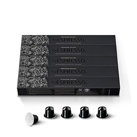 Nespresso Capsules Original Line, Ristretto Intenso, Dark Roast Coffee, 50 Count Coffee Pods