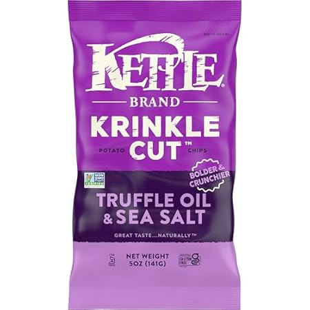 Kettle Brand Potato Chips, Krinkle Cut, Truffle Oil and Sea Salt Kettle Chips, 5 Oz