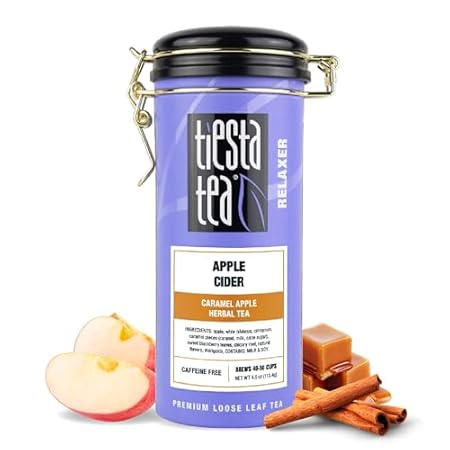 Tiesta Tea - Apple Cider, Loose Leaf, Caramel Apple Herbal Tea, Blend, Non-Caffeinated, Makes Hot or Iced Up to 40-50 Cups, 4oz Refillable Tin