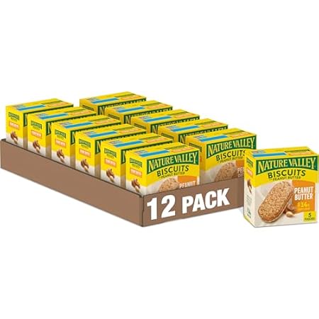 Nature Valley Biscuit Sandwiches, Peanut Butter Snack, 5 ct, 6.75 OZ (Pack of 12)