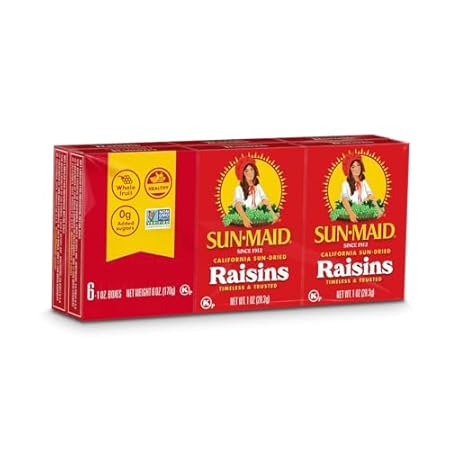 Sun-Maid California Sun-Dried Raisins - (6 Pack) 1 oz Snack-Size Box - Dried Fruit Snack - For Lunches, Back to School Snacks, and Natural Sweeteners