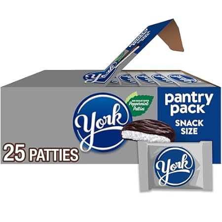 YORK Dark Chocolate Snack Size Peppermint Patties, Candy Pantry Pack, 15 oz (25 Pieces)